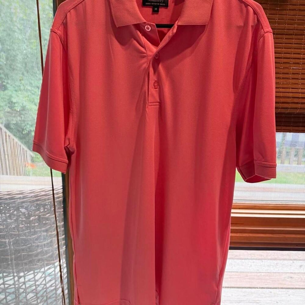 Monterey Bay Golf Shirt Men's Medium Pink Polyester & Spandex Polo